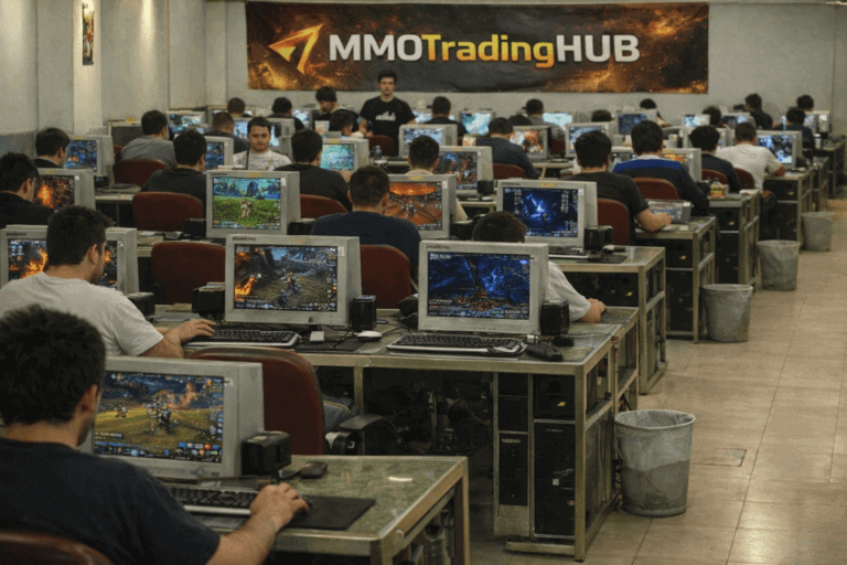High-speed internet, gaming PCs, and esports setup at MMO Trading HUB gaming cafe.