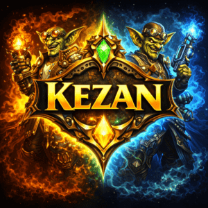 Fantasy MMO characters from Kezan with fire and ice themes for gaming and trading.