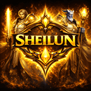 Detailed image of MMOTradingHUB's Sheilun game, showcasing legendary characters with weapons and armor for online trading.